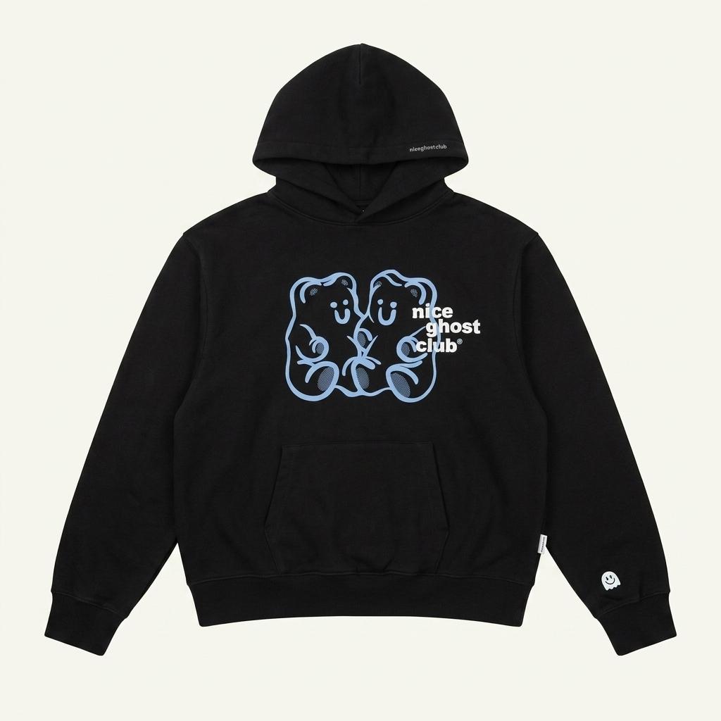 나이스고스트클럽 곰돌이 그래픽 후드티 블랙 1