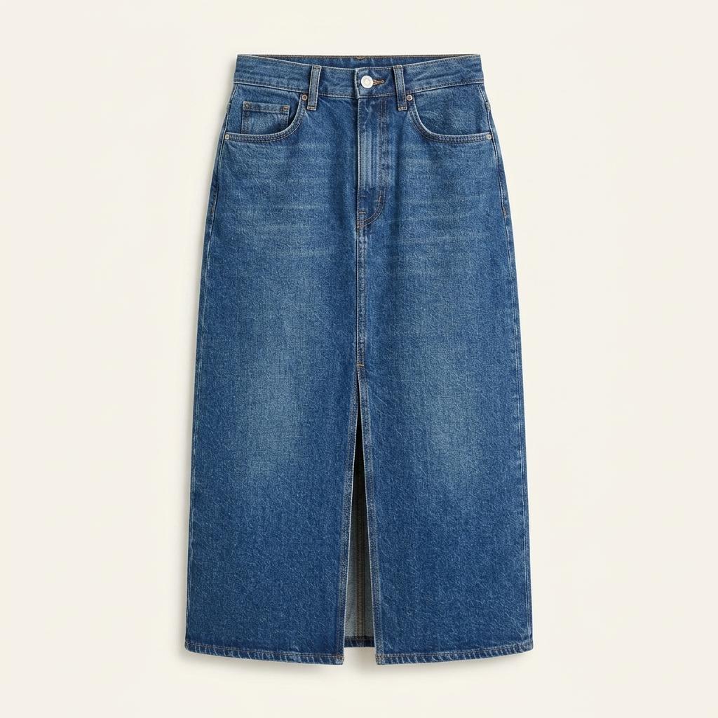 cos 생지 데님 롱 스커트