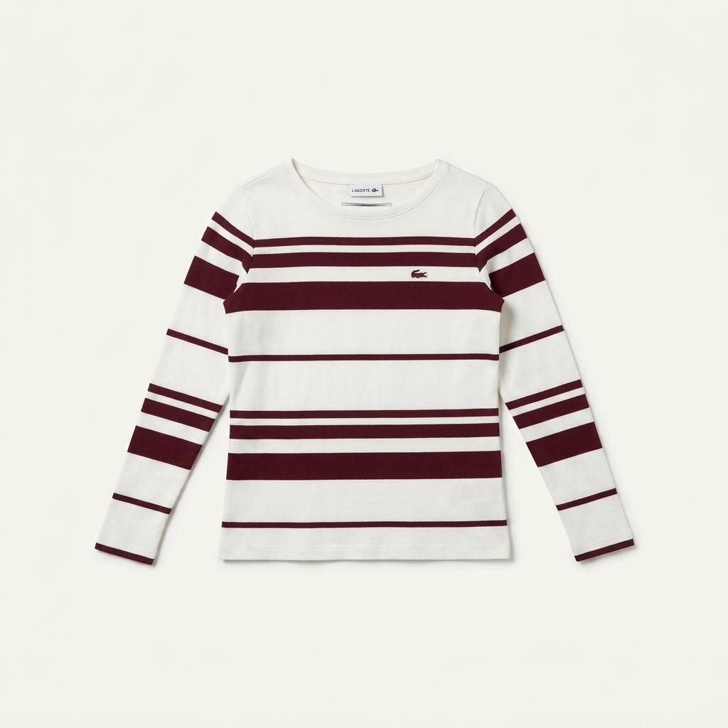 LACOSTE 라코스테 스트라이프 긴팔 티 화이트 34 1