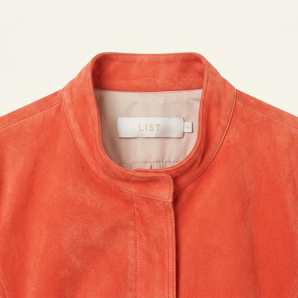 리스트 스웨이드 러플 노칼라 재킷 오렌지 1