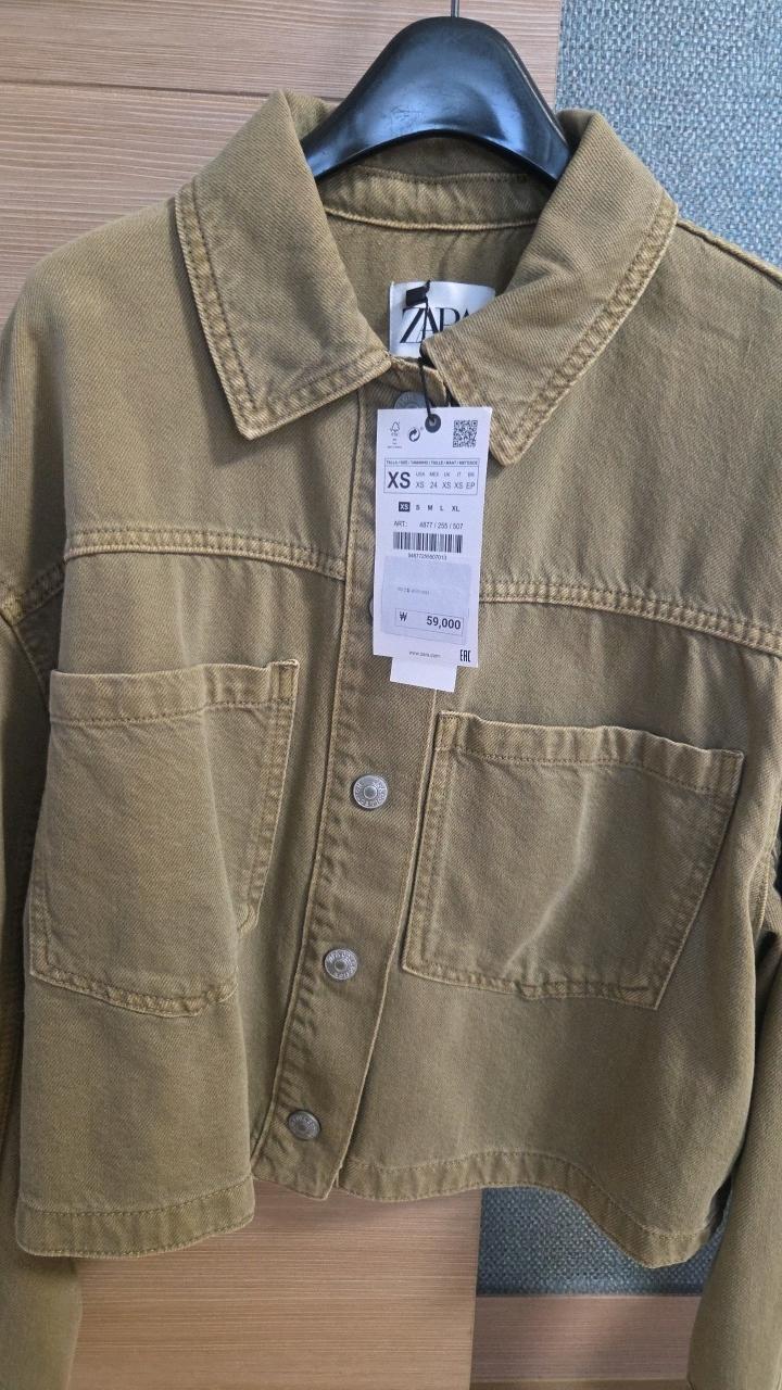 자라 카키 데님 크롭 재킷 3