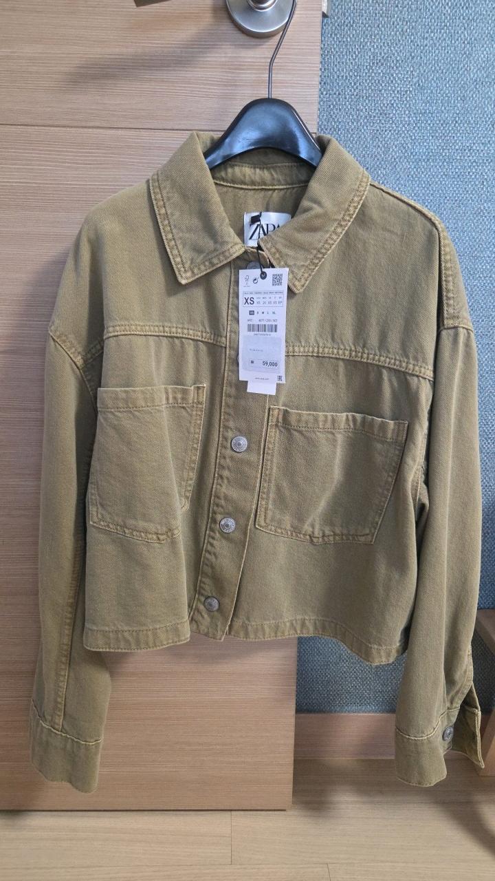 자라 카키 데님 크롭 재킷 4