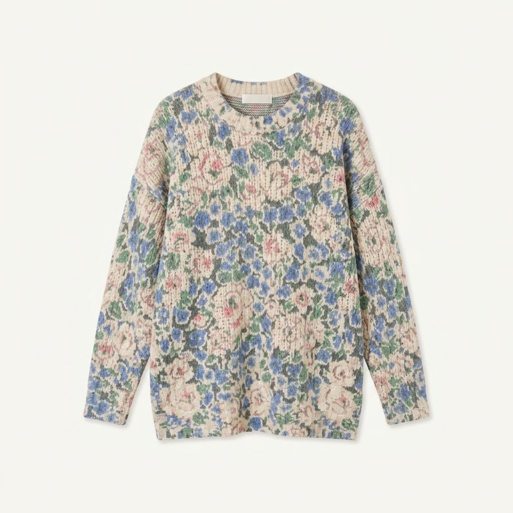 자라(ZARA) 플로럴 패턴 오버핏 청키 니트 스웨터 1
