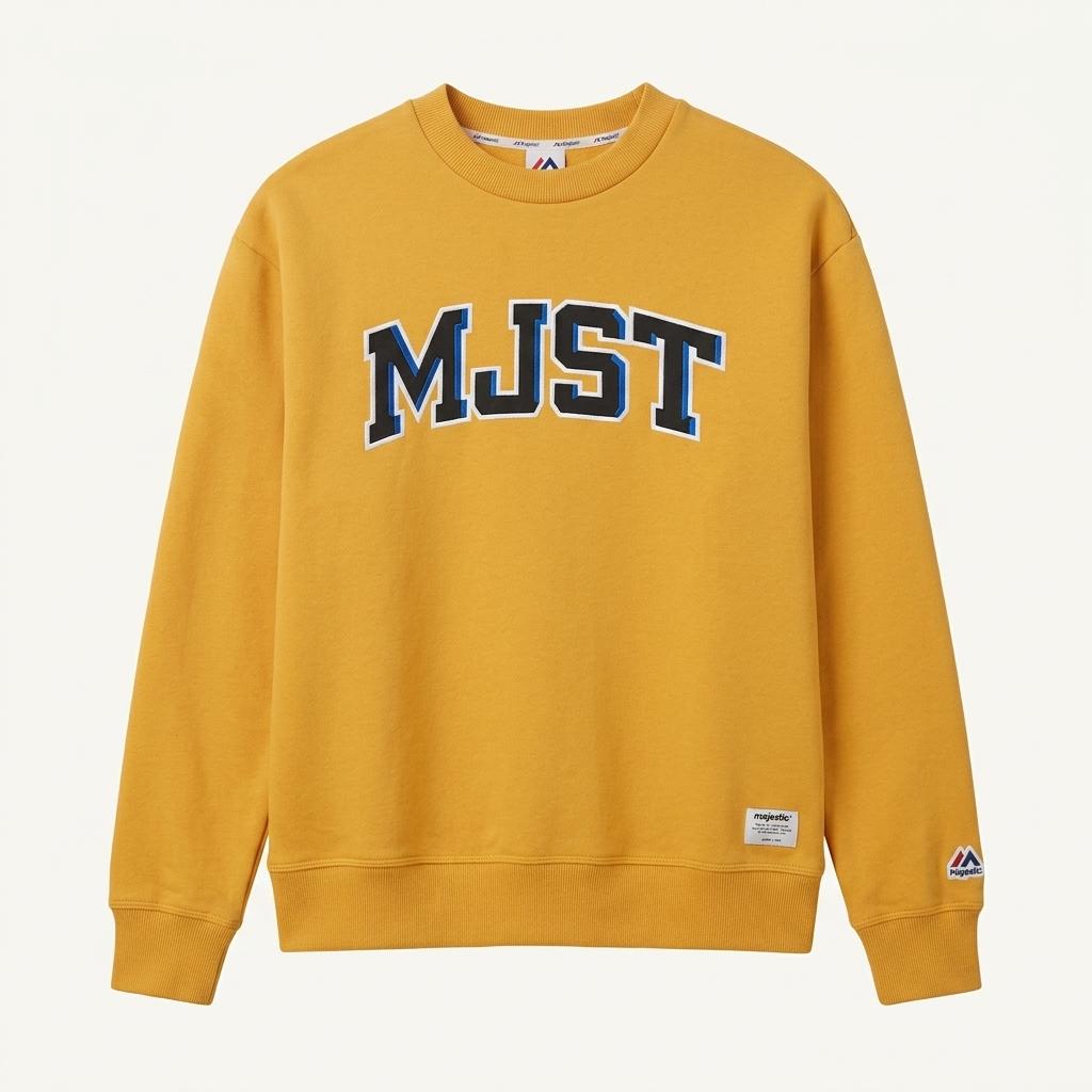 마제스틱 MJST 레터링 스웨트셔츠 머스타드 1