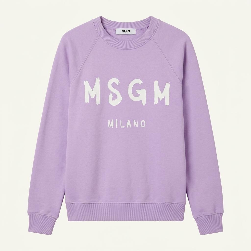 MSGM 밀라노 로고 맨투맨 티셔츠 퍼플 1