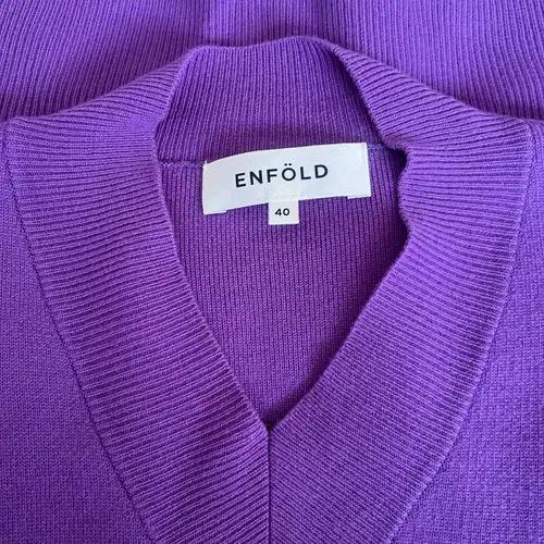 엔폴드 ENFOLD 여성 퍼플 루즈핏 브이넥니트 울니트 40 6