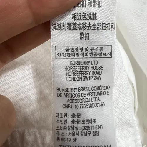버버리 키즈 여성 화이트 반팔코튼셔츠 12Y/152 8