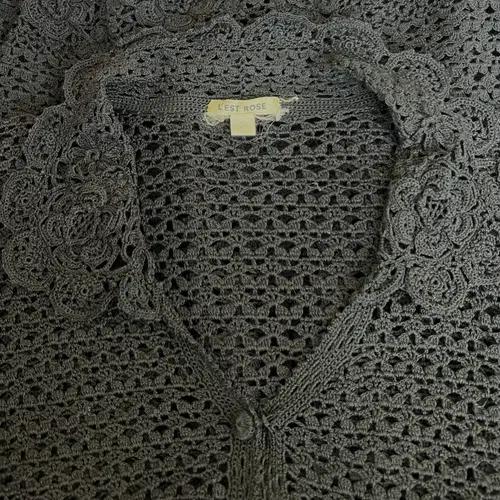 일본수입 L'est Rose 여성 블랙 크로셰 니트가디건 2 6