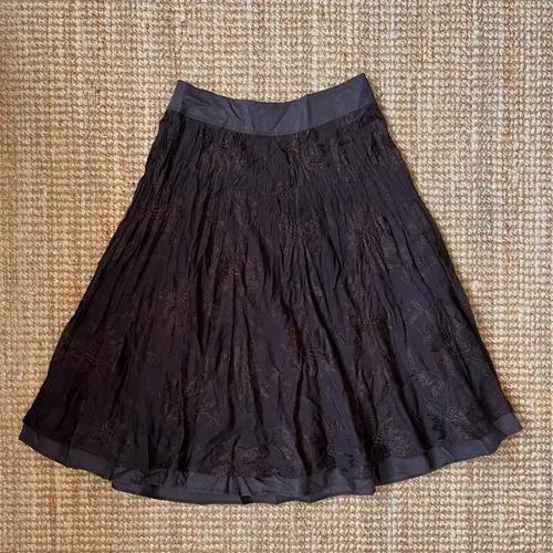 일본수입 Gabardine K.T 여성 브라운 미디스커트 자수레이스치마 3
