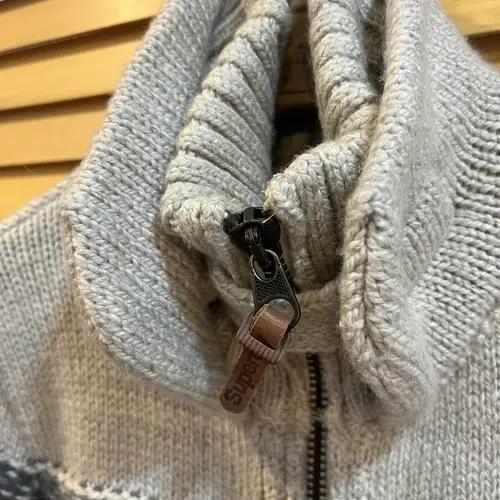 슈퍼드라이 여성 오트밀그레이 노르딕패턴 니트집업점퍼 S 5