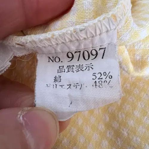 일본수입 옐로우체크 토끼코튼앞치마 레이어드가운 8