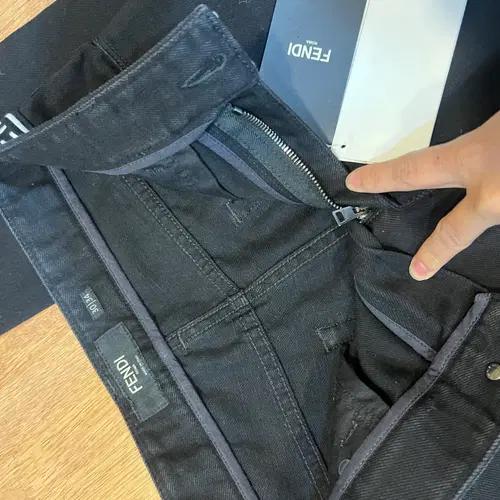 펜디 FENDI 여자 블랙 데님팬츠 슬림핏팬츠 6