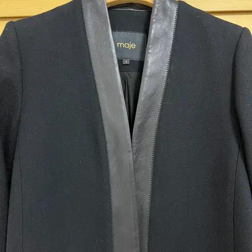 마쥬 maje 여성 양가죽배색 블랙울코트 1 2