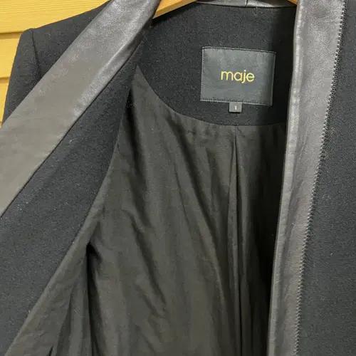 마쥬 maje 여성 양가죽배색 블랙울코트 1 9