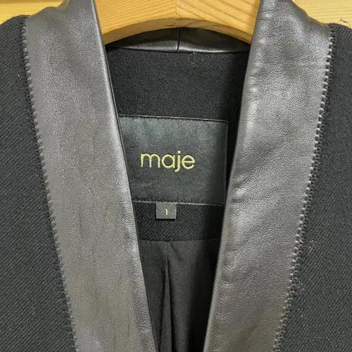 마쥬 maje 여성 양가죽배색 블랙울코트 1 5