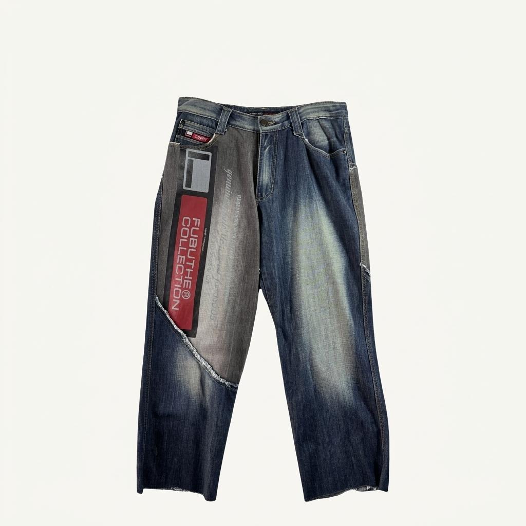 [ FUBU ] 후부 배색 프린팅 청바지 [ SIZE 1