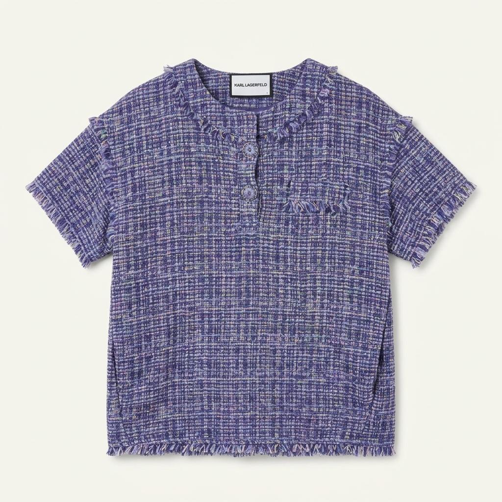 [ KARL LAGERFELD ] 칼라거펠트 트위드 반팔 티 [ SIZE 1