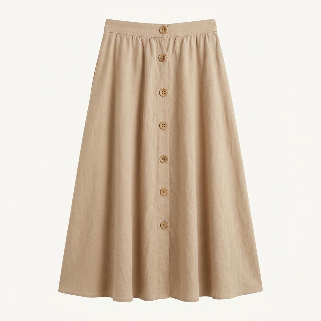 [ZARA] 자라 베이직 린넨 혼방 버튼 롱 스커트 1
