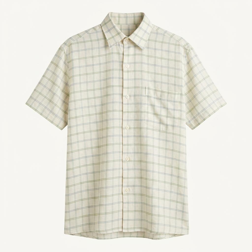 GIVENCHY 지방시 퓨어린넨 체크 반팔 셔츠 Made in JAPAN 1