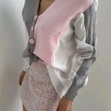 K129 배색셔츠가디건 2