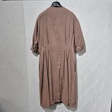 SJSJ 브라운 린넨 반팔 단추 원피스 7
