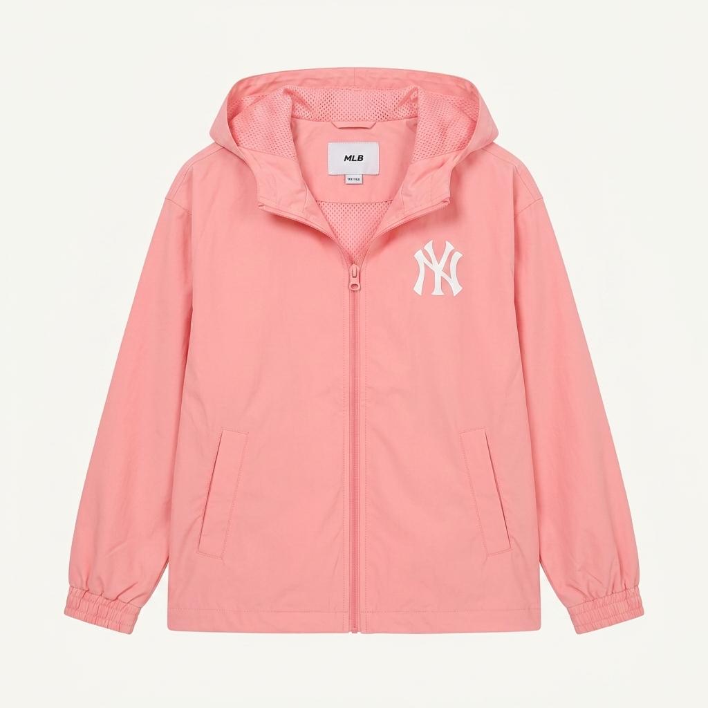 MLB NY 양키스 빅로고 키즈 바람막이 핑크 1
