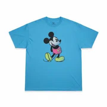 [2XL/100~110] 미키마우스 미국빈티지 프린팅 반팔 티셔츠 하늘색 2