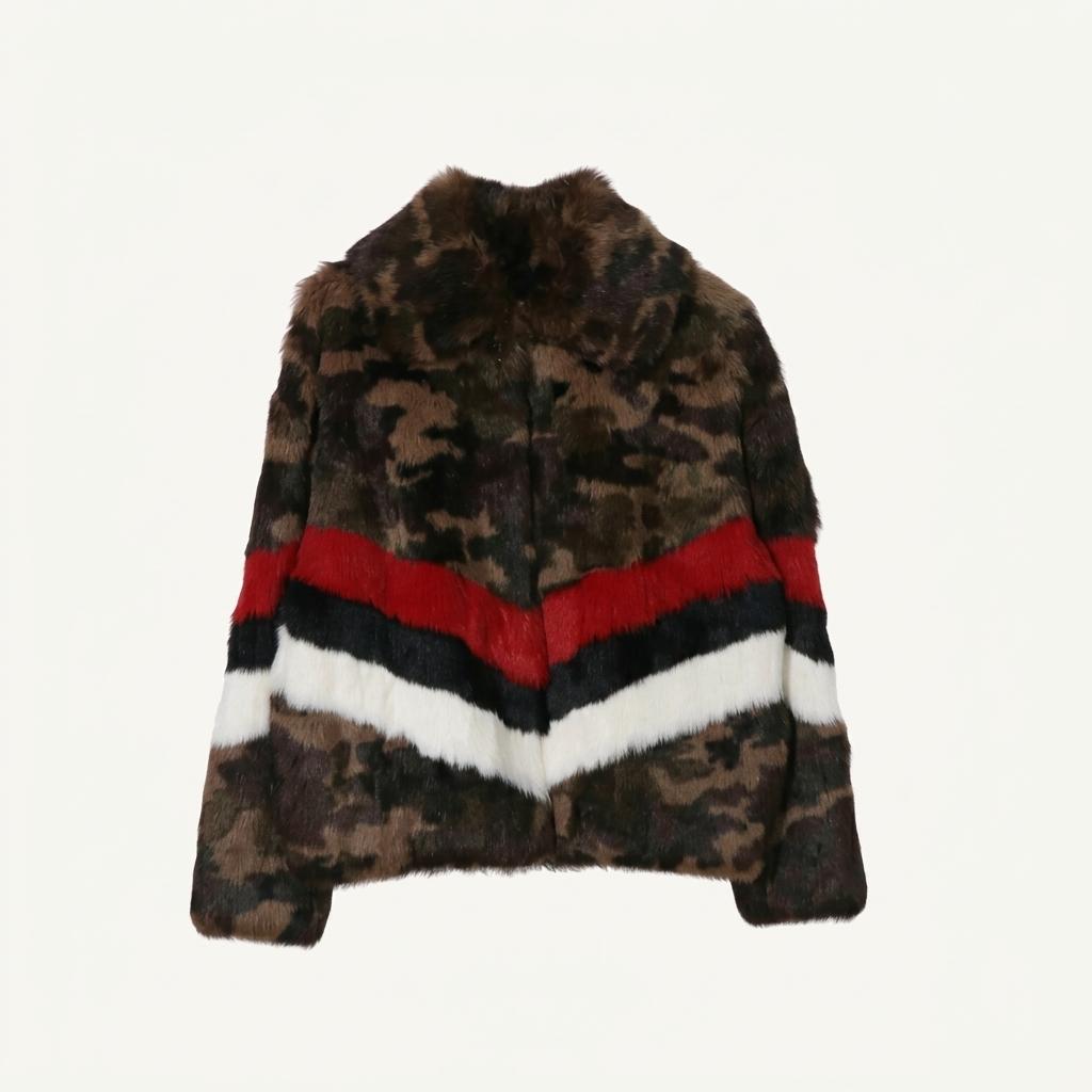 MSGM 카모플라쥬 리얼 토끼털 퍼 재킷 1
