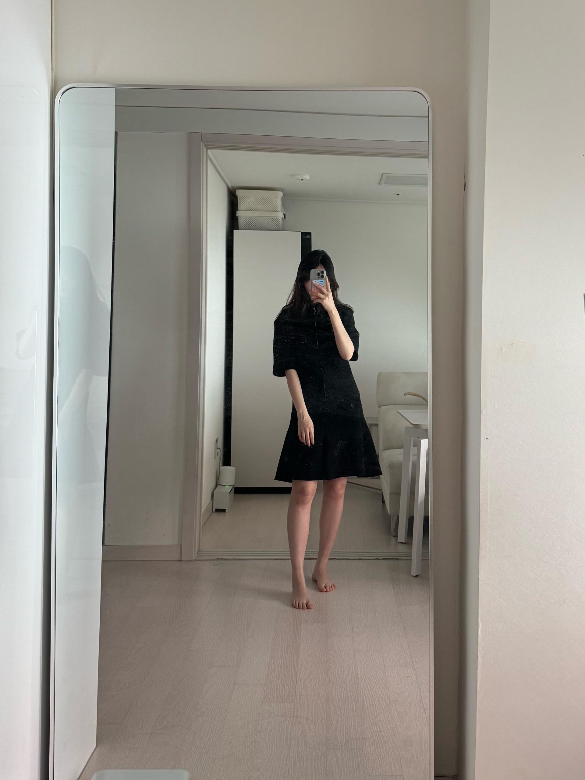 렉토 하프 집업 플레어 미니 원피스 블랙 6