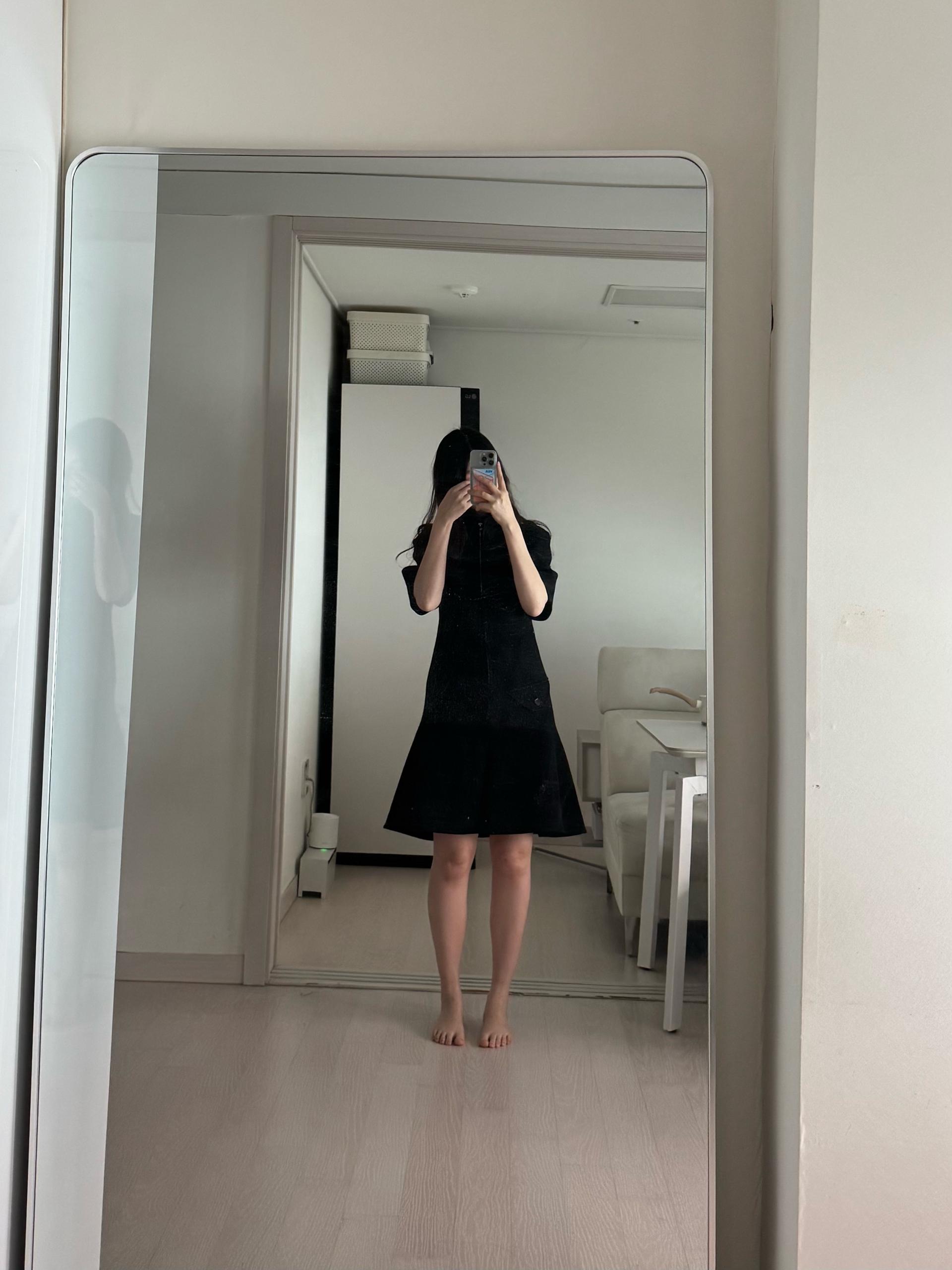 렉토 하프 집업 플레어 미니 원피스 블랙 5