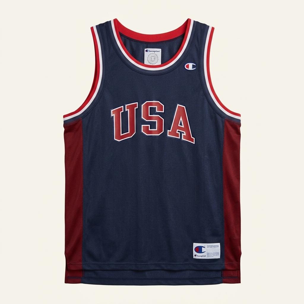 챔피온 USA 바스켓볼 메쉬 나시 져지 네이비M 1