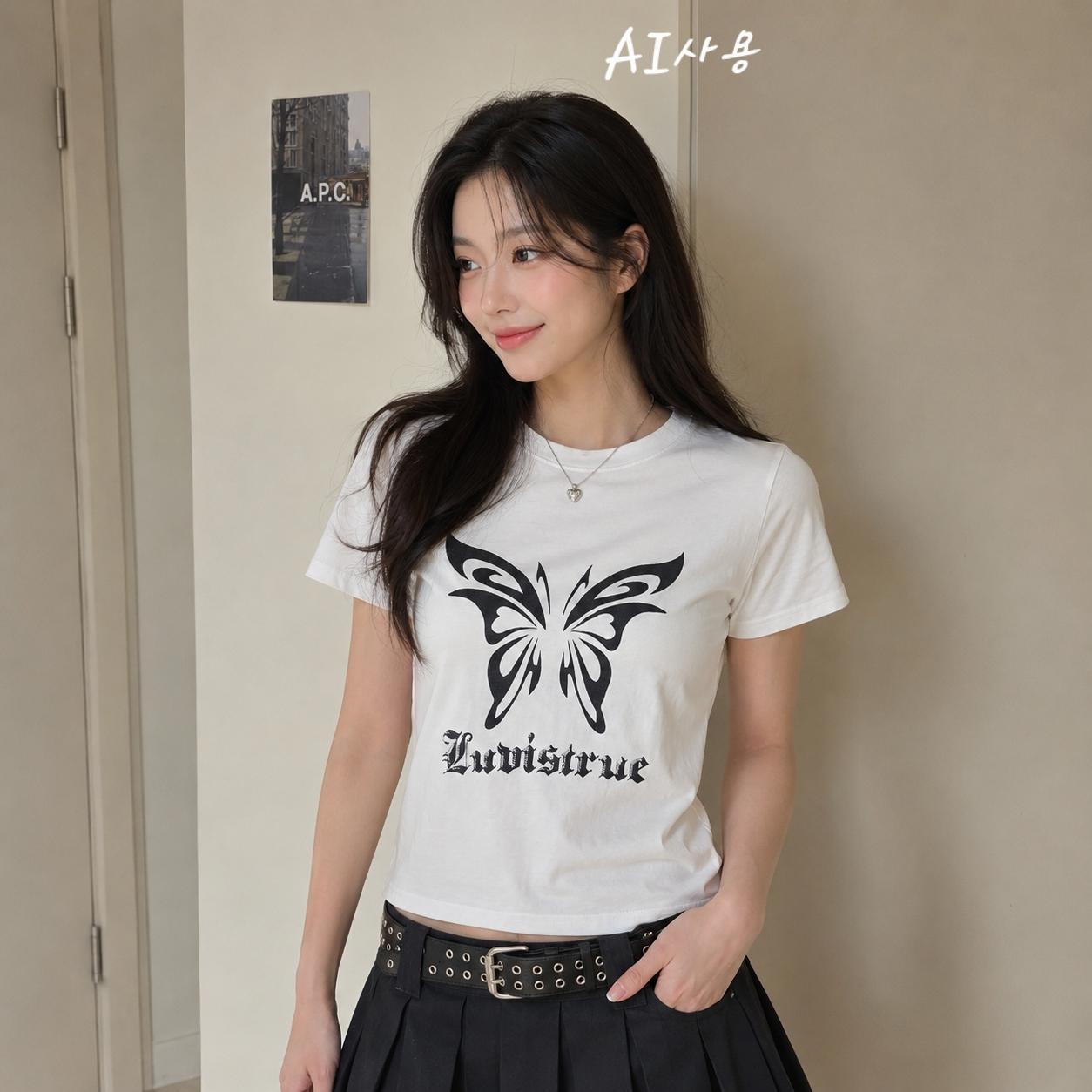 (단종)러브이즈트루 나비 그래픽 반팔 티셔츠 2
