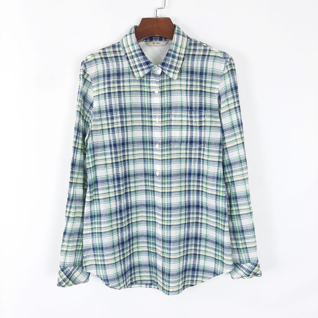 BCBG 포켓 체크 면셔츠[55]/I7-23-35 2