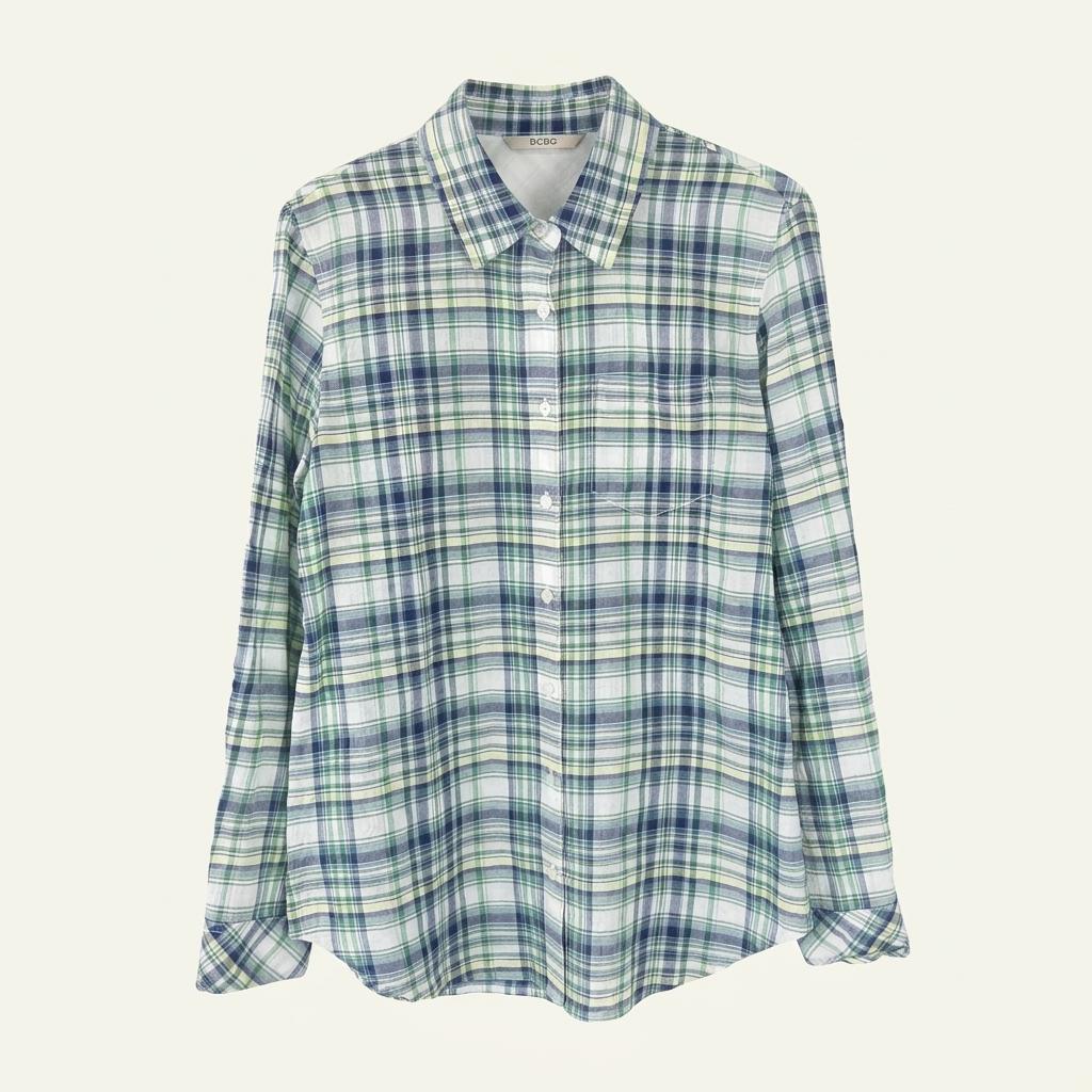 BCBG 포켓 체크 면셔츠[55]/I7-23-35 1