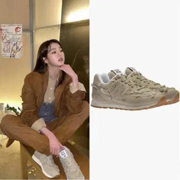 장원영 미우미우&뉴발란스 574 데님 스니커즈 베이지 36 2