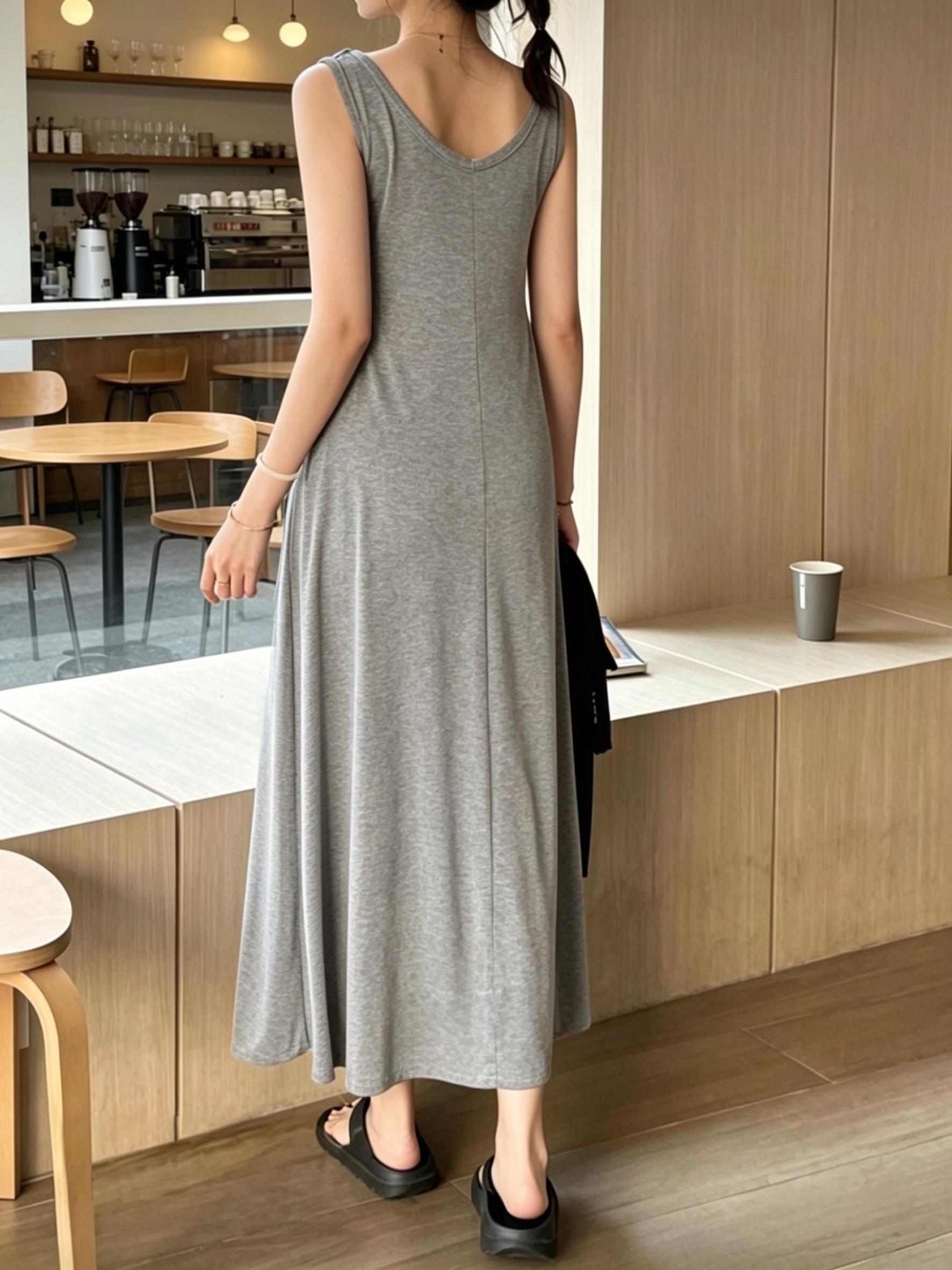 데일리 민소매 롱 원피스 5