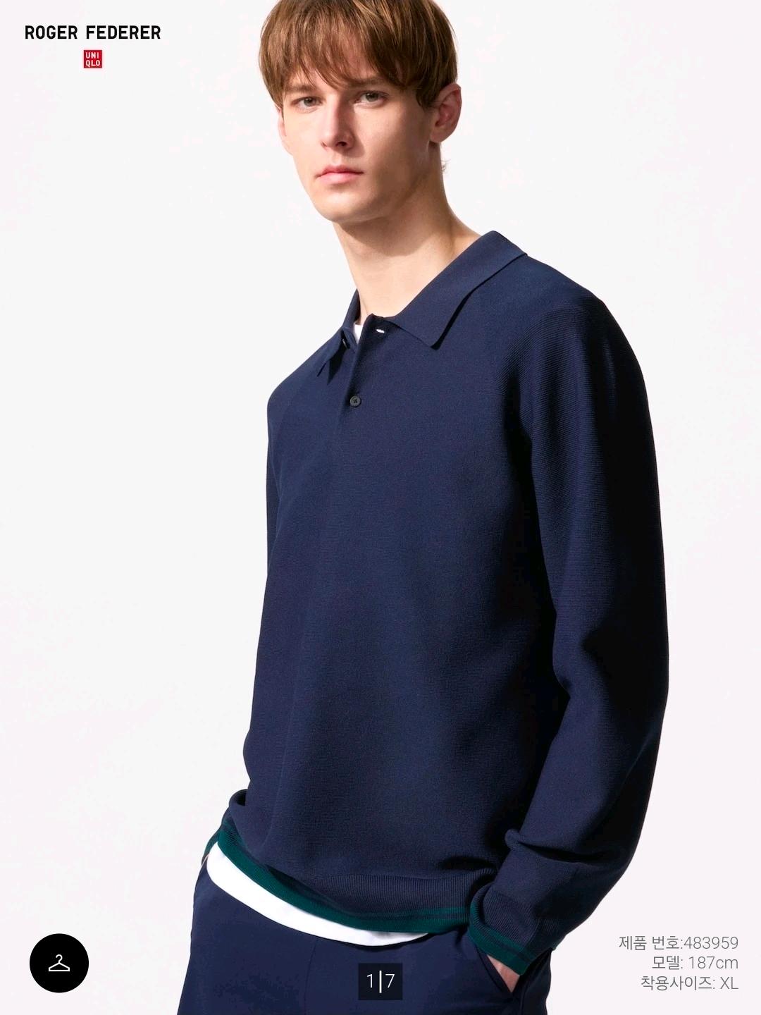 UNIQLO 로저 페더러 카라 니트 L 네이비 2