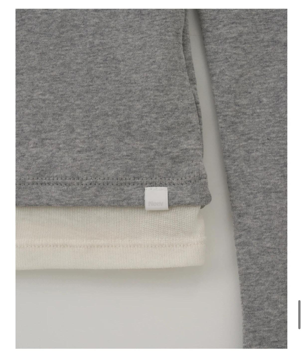 [니브] Boat Neck Layered Slim T-shirt (Gray) 9