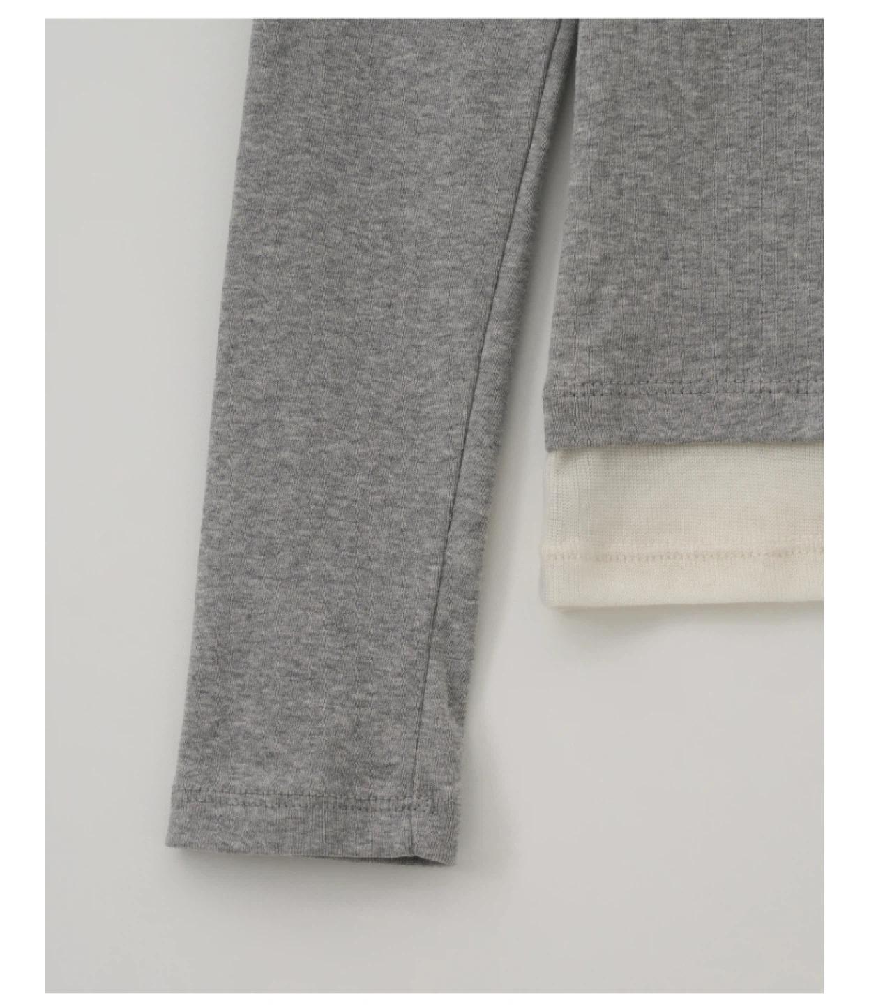[니브] Boat Neck Layered Slim T-shirt (Gray) 8