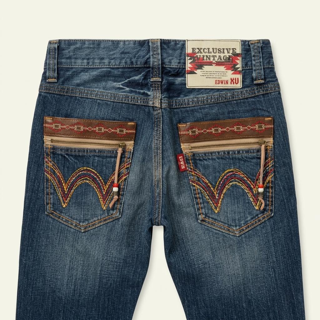 EDWIN Western Native Denim Shorts 1
