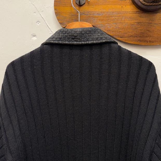90s BASCO Leather Ribbed Knit Jacket 8