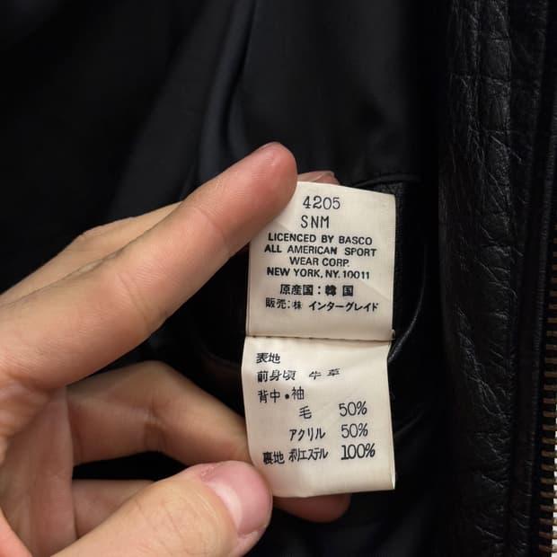 90s BASCO Leather Ribbed Knit Jacket 10