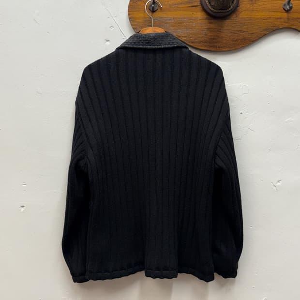 90s BASCO Leather Ribbed Knit Jacket 7