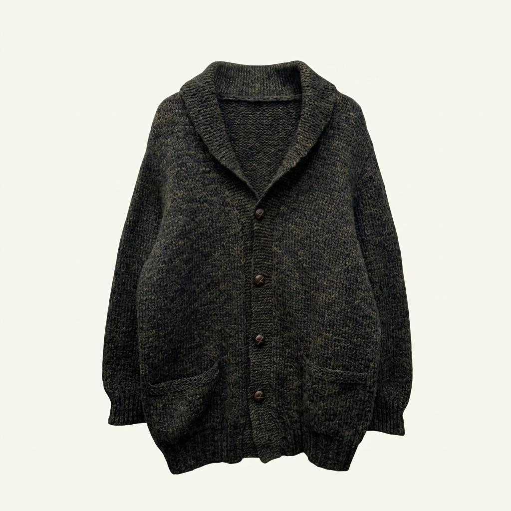 80-90s Vintage Wool Shawl Collar Knit Ca 1