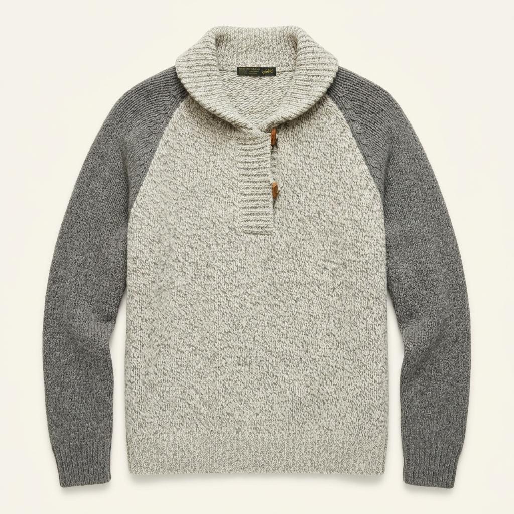 Wool-Cashmere Raglan Shawl Collar Knit 1