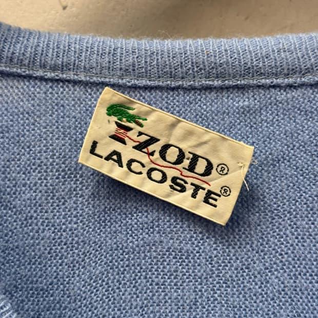 M) 7-80s Lacoste Light Blue V-neck Knit 7