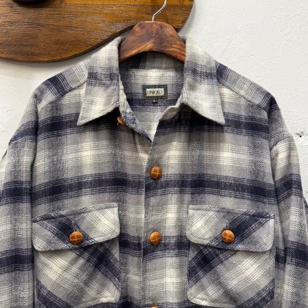 L) Old UNIQLO Boa-Lined Plaid Flannel Sh 3