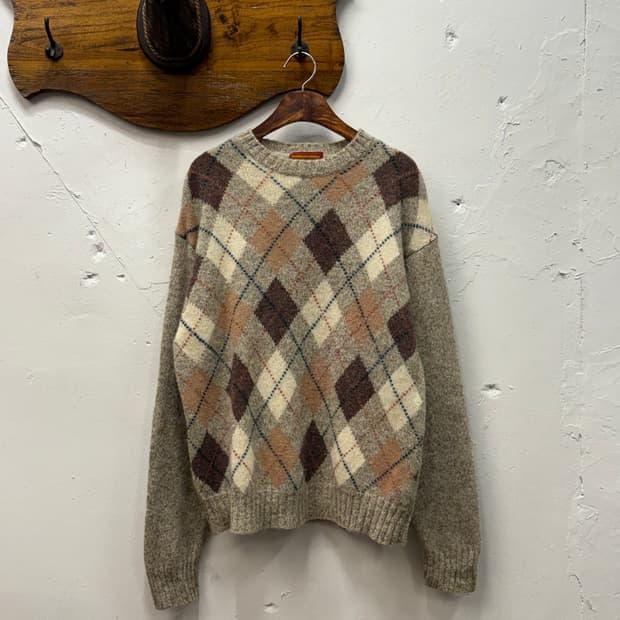 L) Varsity Club Argyle Check Wool Knit S 2