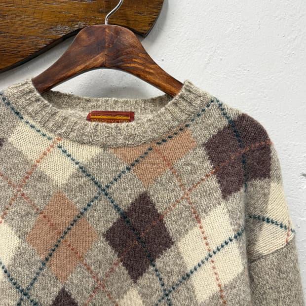 L) Varsity Club Argyle Check Wool Knit S 5
