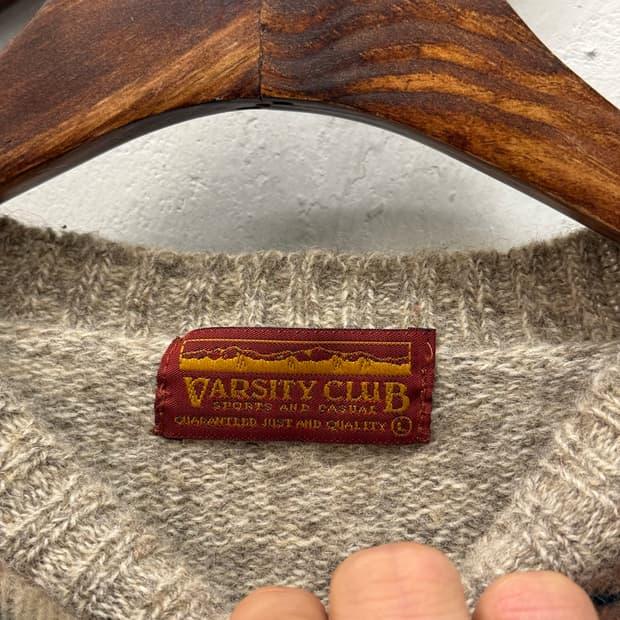 L) Varsity Club Argyle Check Wool Knit S 8